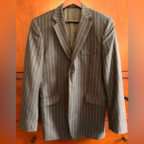 414. Men’s Theory Vintage Wool Charcoal Pinstripe Suit Jacket - Picture 1 of 10